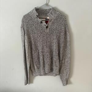 Weatherproof Men's Black and White quarter button Sweater size large